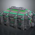 Sci Fi Mechanical Structure With Gray Metallic Body And Green Illuminated Lines 3d model