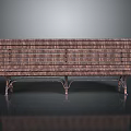 Wooden Bench with Slatted Seat and Back and Metal Legs Classic Design