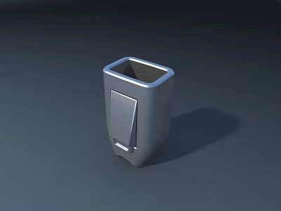 Modern Silver Metal Public Trash Can With Square Opening Design 3d model