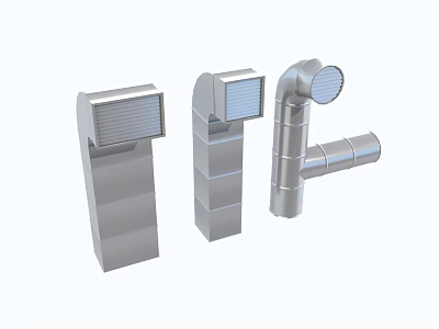 Three Different Types of Metal Pipes with Grille Covers Bent and Straight Structures 3d model