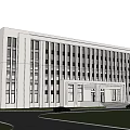 Modern Industrial Factory Building Exterior With White Facade Large Windows And Multi Storey Structure