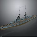 Historical Battleship Model With Masts Cannons Light Blue And Brown Color