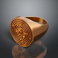 Golden Ring With Intricate Geometric Pattern On Smooth Polished Surface 3d model