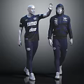 Two Mannequins Wearing Men's Sportswear With Short Sleeve Top Hoodie And Track Pants