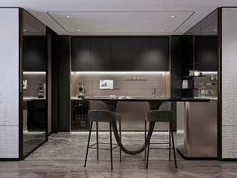Modern Bar Area Open Western Kitchen Bar 3d model