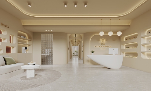 Cream wind beauty salon hall 3d model