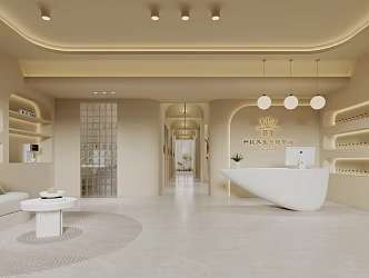Cream wind beauty salon hall 3d model