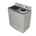 Vintage Twin Tub Washing Machine With Control Panel Knobs And Beige Exterior 3d model