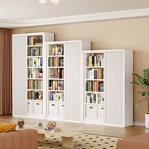 Steel Bookshelf Dust-proof Door Honeycomb sliding door Punch-free Folding Door Home Library Bookshelf 3d model