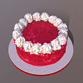 Delicious Red Velvet Cake With White Frosting Swirls On Round Plate
