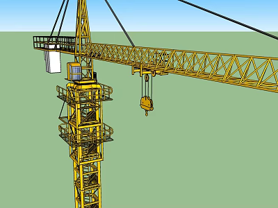 Industrial Tower Crane with High Rise Tower Structure Boom and Lifting Hook 3d model