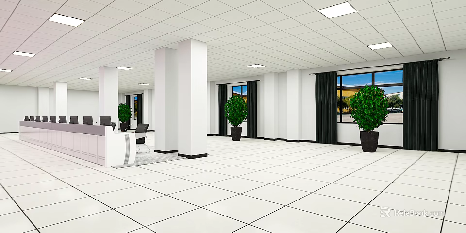 Modern Security Monitoring Room Interior With Control Console And Multiple Surveillance Screens 3d model 