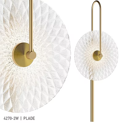 Modern Round Wall Lamp With Textured Glass Shade And Gold Metal Frame Design 3d model