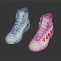 White High Top Casual Shoes With Red Heart Patterns On Side For Fashion Look