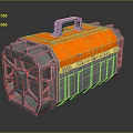 Industrial Metallic Container With Gray Body Orange Top Silver Handle And Green Accent Lights