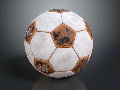 Vintage Soccer Ball Sports Equipment With Brown And White Hexagonal Classic Design Panels 3d model