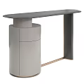 Modern Minimalist Dressing Table With Sleek Countertop And Cylindrical Cabinet