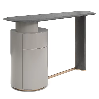 Modern Minimalist Dressing Table With Sleek Countertop And Cylindrical Cabinet 3d model