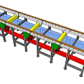 Industrial Conveyor Belt System With Metal Frame And Red Green Components 3d model