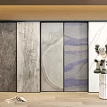 Different Textured Decorative Wall Panels With Sculpture In Modern Interior Decor 3d model