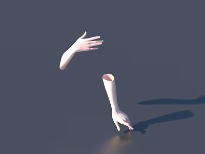 Woman's Stretched Arms With Open Elbows On Gray Background And Ground Shadow 3d model