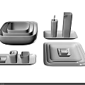 Modern Minimalist White Ceramic Tableware Set With Stackable Bowls Plates And Trays 3d model