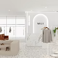 Modern Clothing Store Interior Design With Apparel Racks Display Tables And Marble Floor