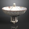 Large Parabolic Satellite Dish Antenna With Metal Frame Rusted Surface Top Dome And Support Base