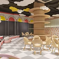 Kindergarten Interior Design With Cartoon Decor And Toy Train 3d model