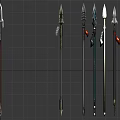 Various Spear Weapons Designs With Different Handle And Blade Details For Collection 3d model