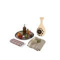 Stylish Bathroom Accessories Set Including Soap Towels Scented Candles Tray And Decorative Bottle