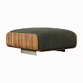 Modern Dark Green Upholstered Ottoman With Wooden Sides And Metal Base