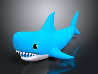 Cute Blue Shark Plush Toy With Soft Material And Friendly Expression 3d model