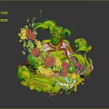 Character With Orange Hair Green Headdress And Floral Clothing Surrounded By Red Pink Orange Flowers And Flowing Plant Elements