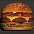 Delicious Burger With Sesame Seed Bun Cheese Bacon Lettuce Tomato And Beef Patty
