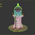 Lighthouse Shaped Decorative Furniture With Red Top And White Tower Base