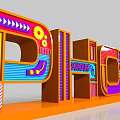 Colorful 3D Commercial Equipment With PHOENIX Letters Gear And Line Decorations Orange Base