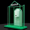 Window Display For Heater Product With Green Frame Base Logo And Model 3d model