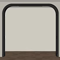 Black Arched Door Frame In Modern Interior With Light Walls And Wooden Floor
