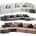 Different Sofa Designs In Beige Brown Grey With Pillows And Cozy Blankets 3d model