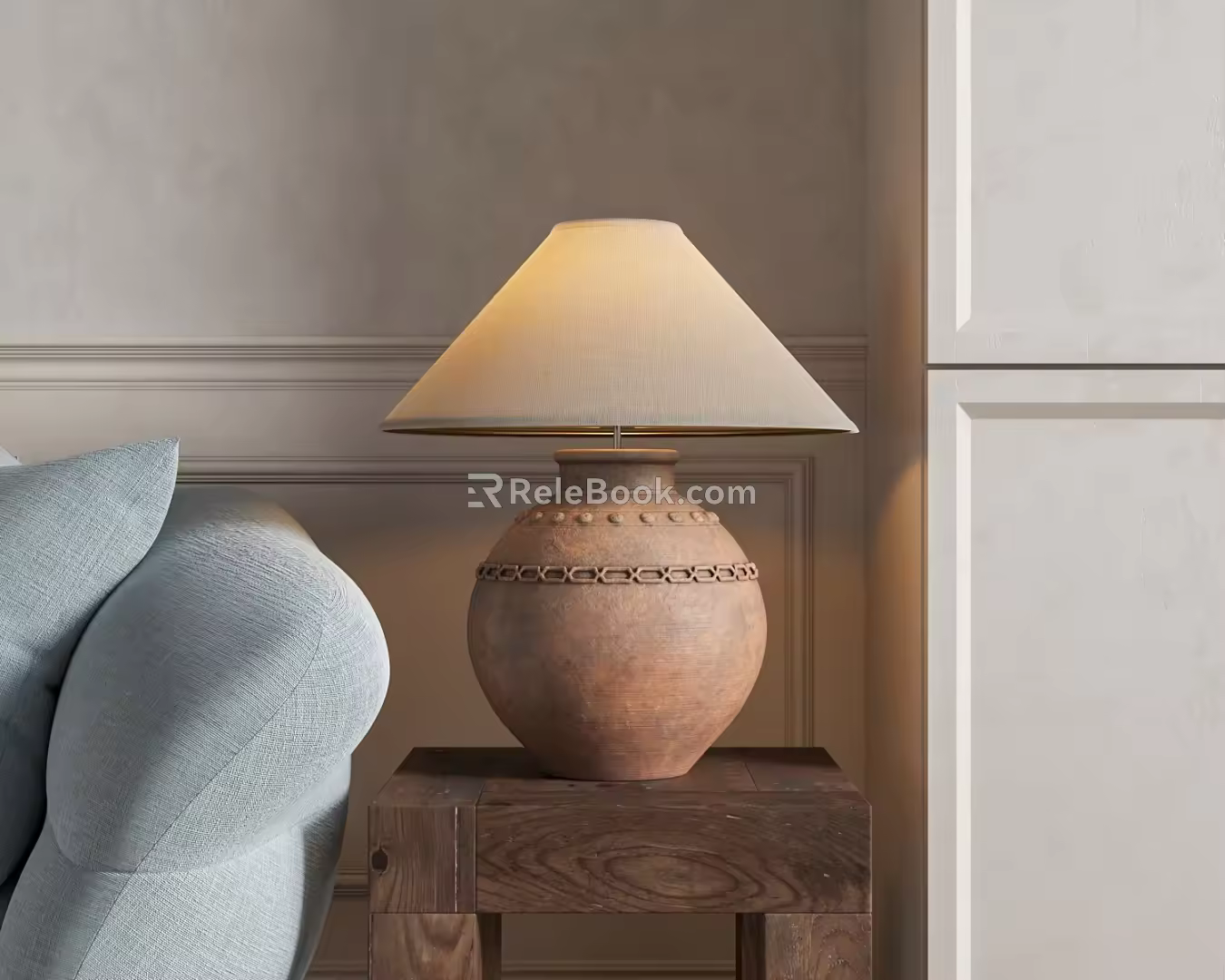 French Table Lamp Middle Ancient Table Lampshade Table Lamp 3d model