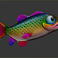 Vibrant Colorful Tropical Fish With Large Eyes Spotted Scales And Pink Fins