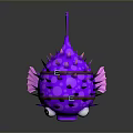 Purple Pufferfish Hot Air Balloon Carrying White Rabbit In Basket