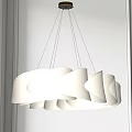 Modern White Chandelier With Wave Shaped Curved Panels Elegant Hanging Design