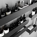 Black Wall Mounted Bathroom Cabinet Shelves with Toiletries Towel Holder and Toilet Paper Holder
