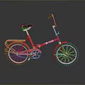Red Classic Bicycle With Black Seat And Silver Frame Reflective Surface