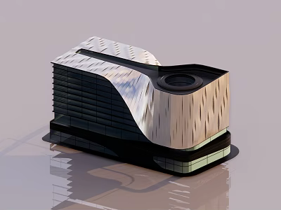 Modern Architectural Model With Unique Curved Structure Glass Facade And Layered Base 3d model