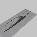 Warship Sailing on the Sea with Large Hull Deck and Superstructure in Blue Ocean Sky