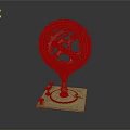 Golden Mechanical Device With Intricate Gears And Circular Scales On Square Base