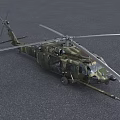 Military Helicopter With Camouflage Paint Parked On Gray Ground Featuring Main Rotors And Tail Rotor